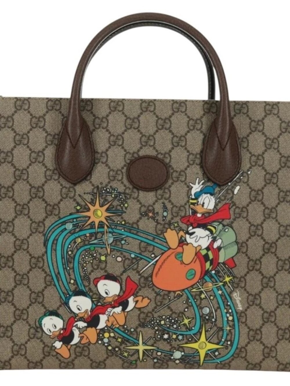 GUCCI GG Supreme Donald duck Hand Bag PVC 2way Beige Gold 648134 Auth 161733SAM - Picture 2 of 14